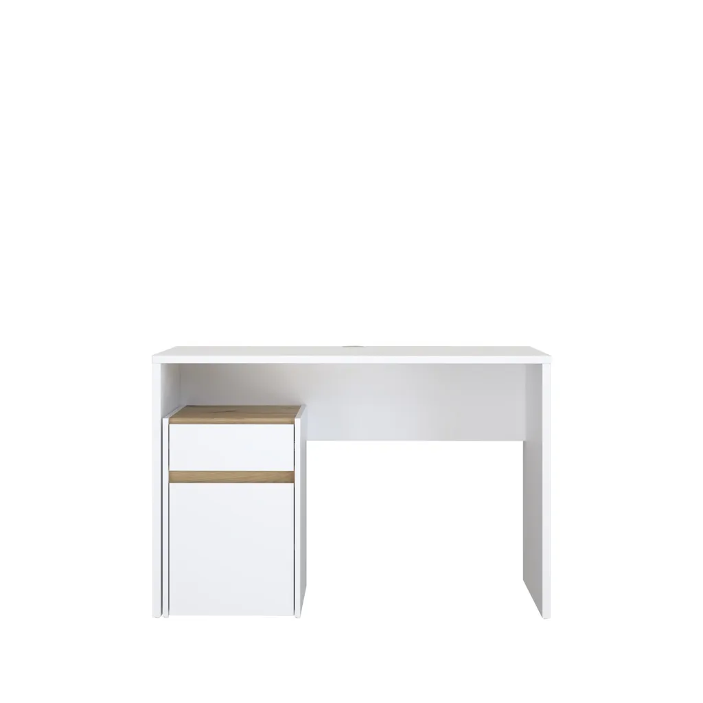 Bureau MODULTRICK blanc et chêne artisan 110x73cm compact pour studio - 2