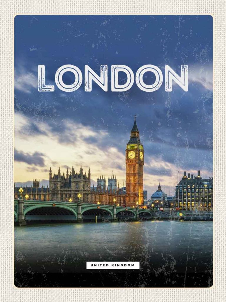 vianmo Holzschild 40x30 cm London United Kingdom Bildmotiv Reisemotiv England