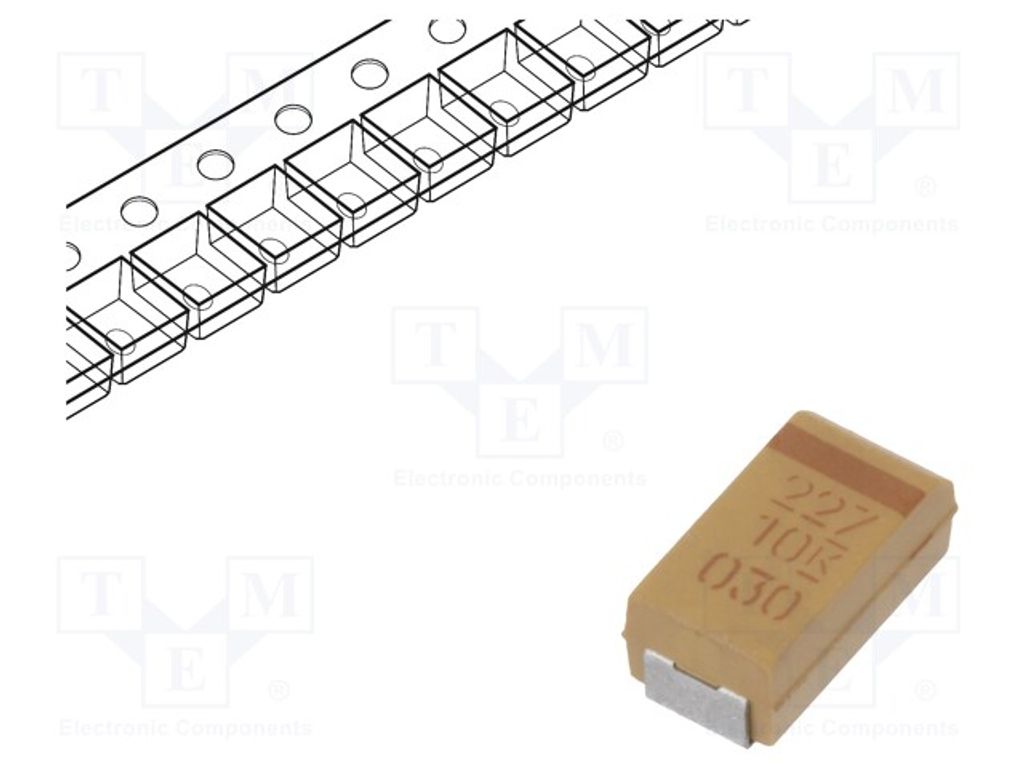 2x Kondensator: Tantal 220uF SMD 10VDC Geh: C 2312 10% -55÷125°C T491C227K010AT