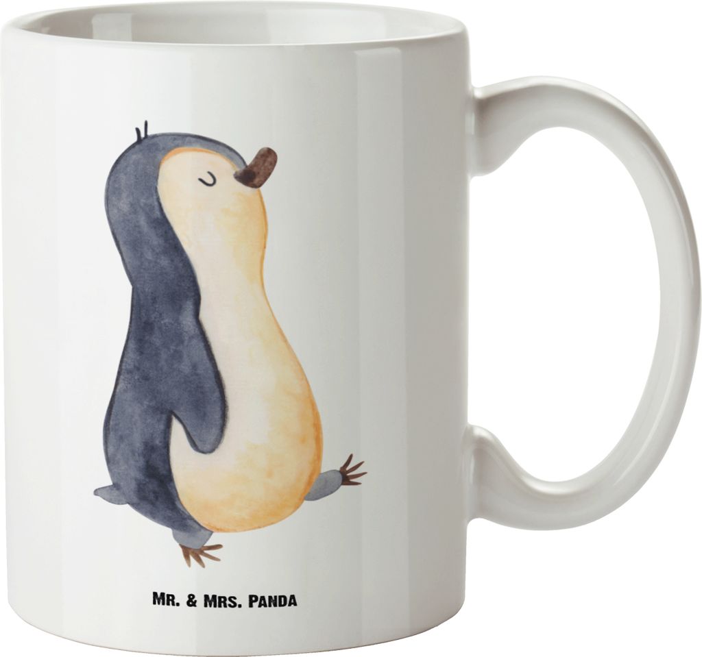 Mr. & Mrs. Panda Haferl Pinguin marschieren - Weiß - Geschenk, Stolz, Henkelbecher, Spazieren, Familie, steingut tasse, großer kaffeepott, Pott, ...