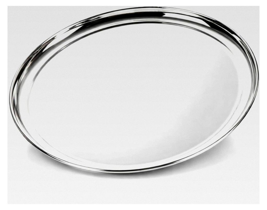Servier-Tablett aus Edelstahl Ø 33 cm - rundes Gastro-Tablett - Edelstahl Servierplatte - Deko-Tablett für Buffet, Catering & Hotel