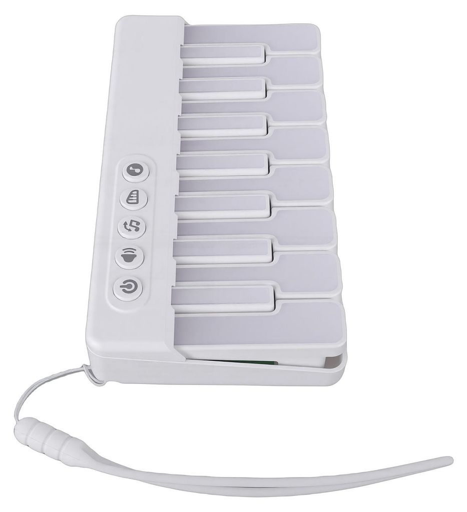 Tastatur-Klavier-Spielzeug Multifunktionales Klavier-Musikspielzeug im Taschenformat mit 7 farbigen Lichtern Mehrere Spielmethoden als Geschenk Weiß