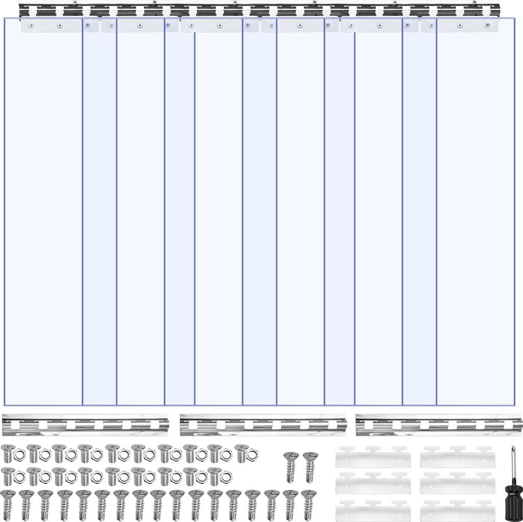 VEVOR PVC-Streifenvorhang 6er-Pack, 915x2134 mm Lamellenvorhang, 2 mm Dicke, -20°C bis 60°C Vorhangstreifen, glatt, Kunststoff-Türstreifen für ...