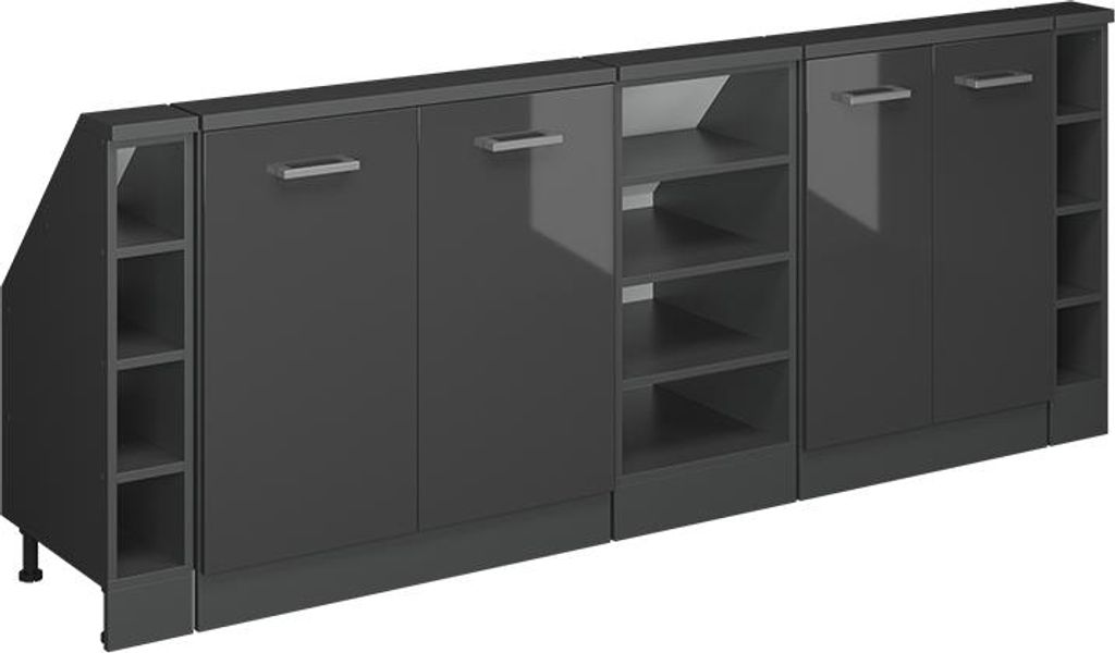 Vicco Dachschrägenschrank-Set Rion, 5er Set, Anthrazit Hochglanz/Anthrazit/Anthrazit