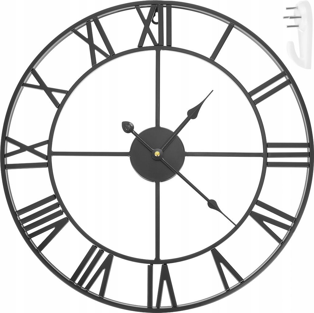 RUHHY 11434 Retro-Wanduhr mit römischen Ziffern schwarz