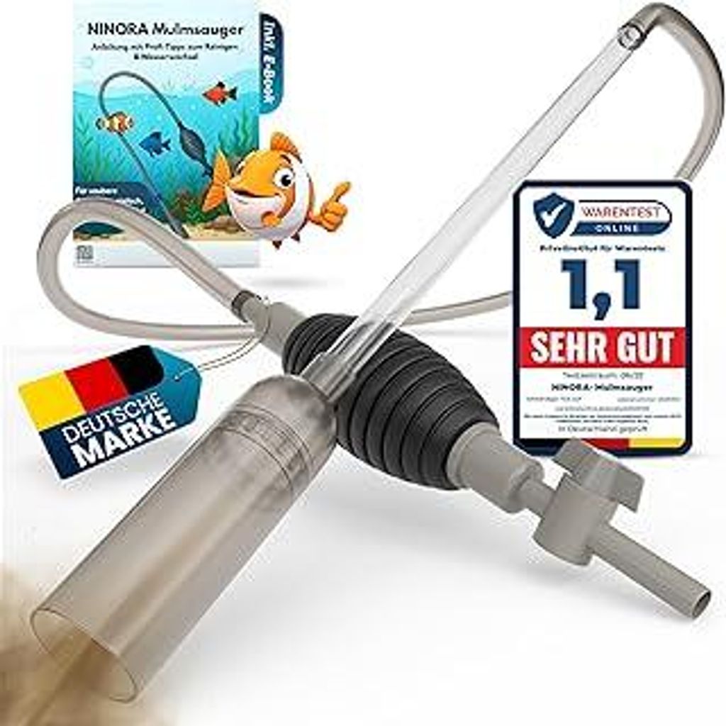 Mulmsauger Aquarium – Kiesreiniger, Bodenreiniger & Wasserwechsel mit Pumpe und Schlauchventil I Sicher für Fische, ohne Chemie I Für kleine & ...