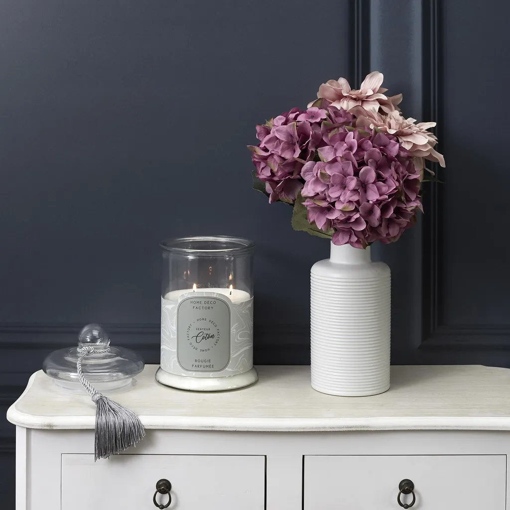 Bougie Parfumée Longue Durée - Grande Bonbonnière Grise 29cm Chic