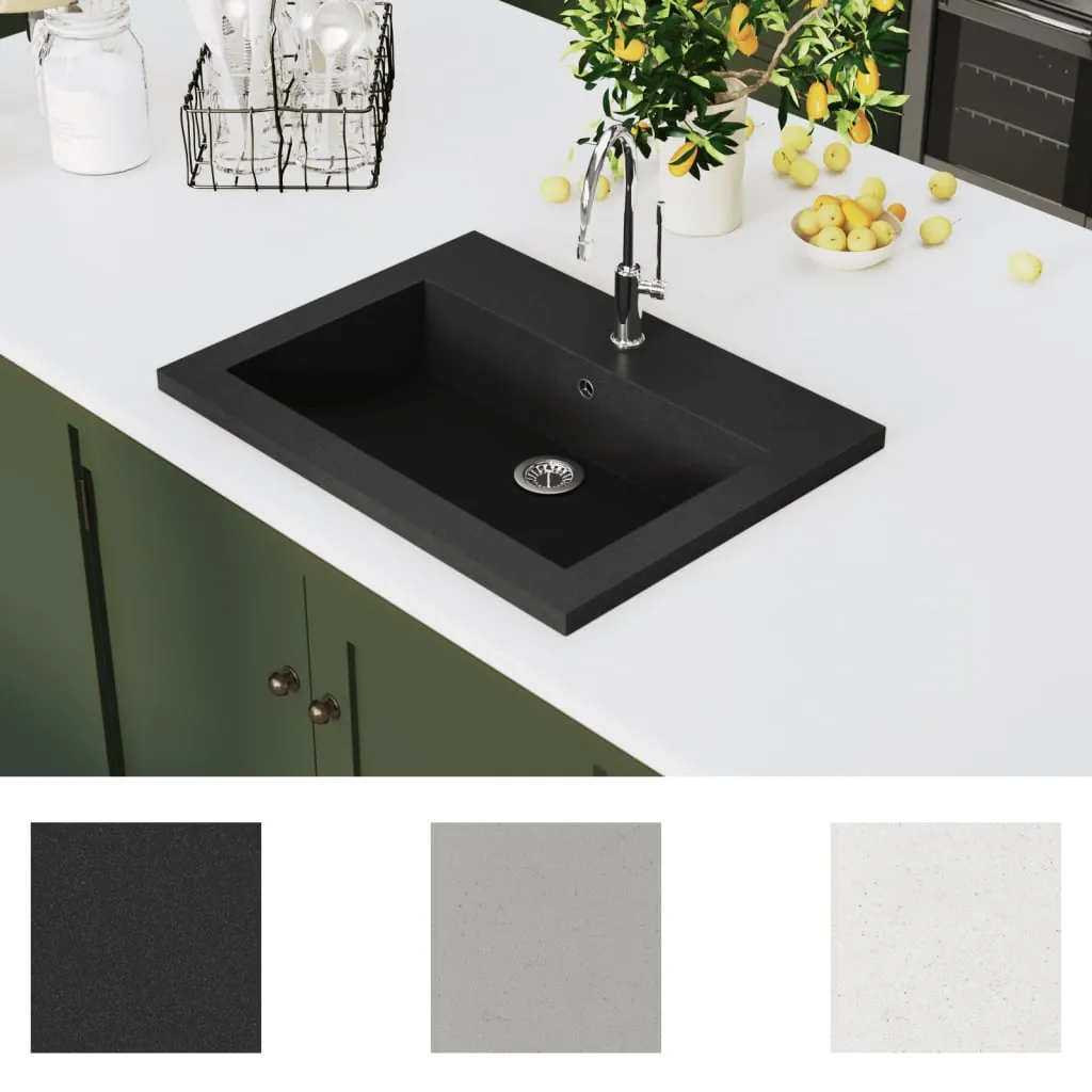 Vasque noire en pierre de granit résistante 600x450 mm finition mate chic - 12