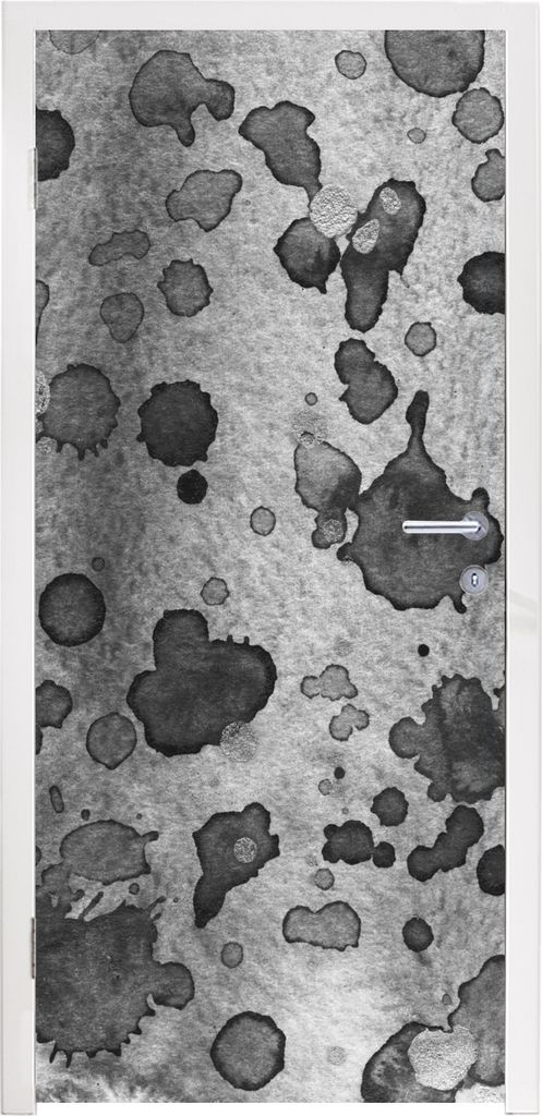 MuchoWow Türtapete Selbstklebende Türfolie Farbe - Grau - Schwarz 85x215 cm Türposter Türaufkleber Klebefolie Türklebefolie - Aufkleber für...