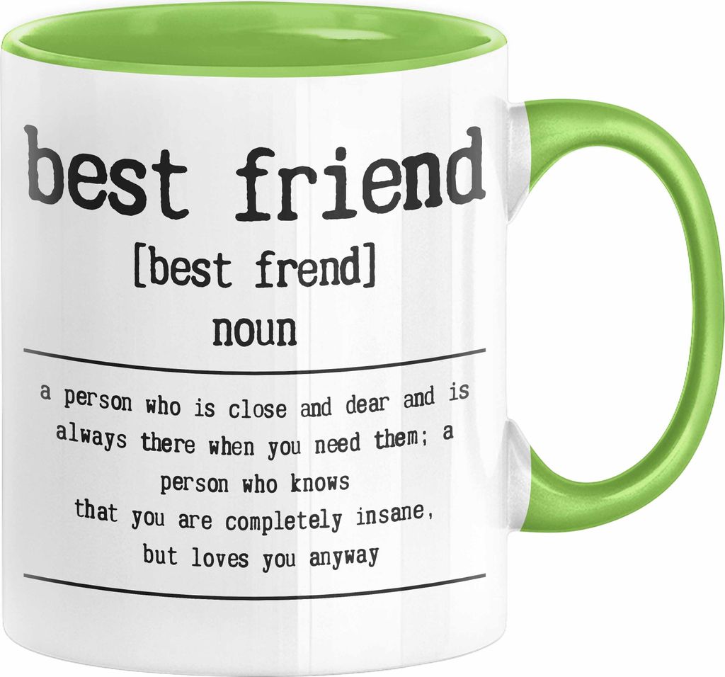 Bester Freund Beste Freundin Geschenk Tasse Definition Lustiger Spruch BFF Beste Friends Kaffee-Becher Häferl (Grün)
