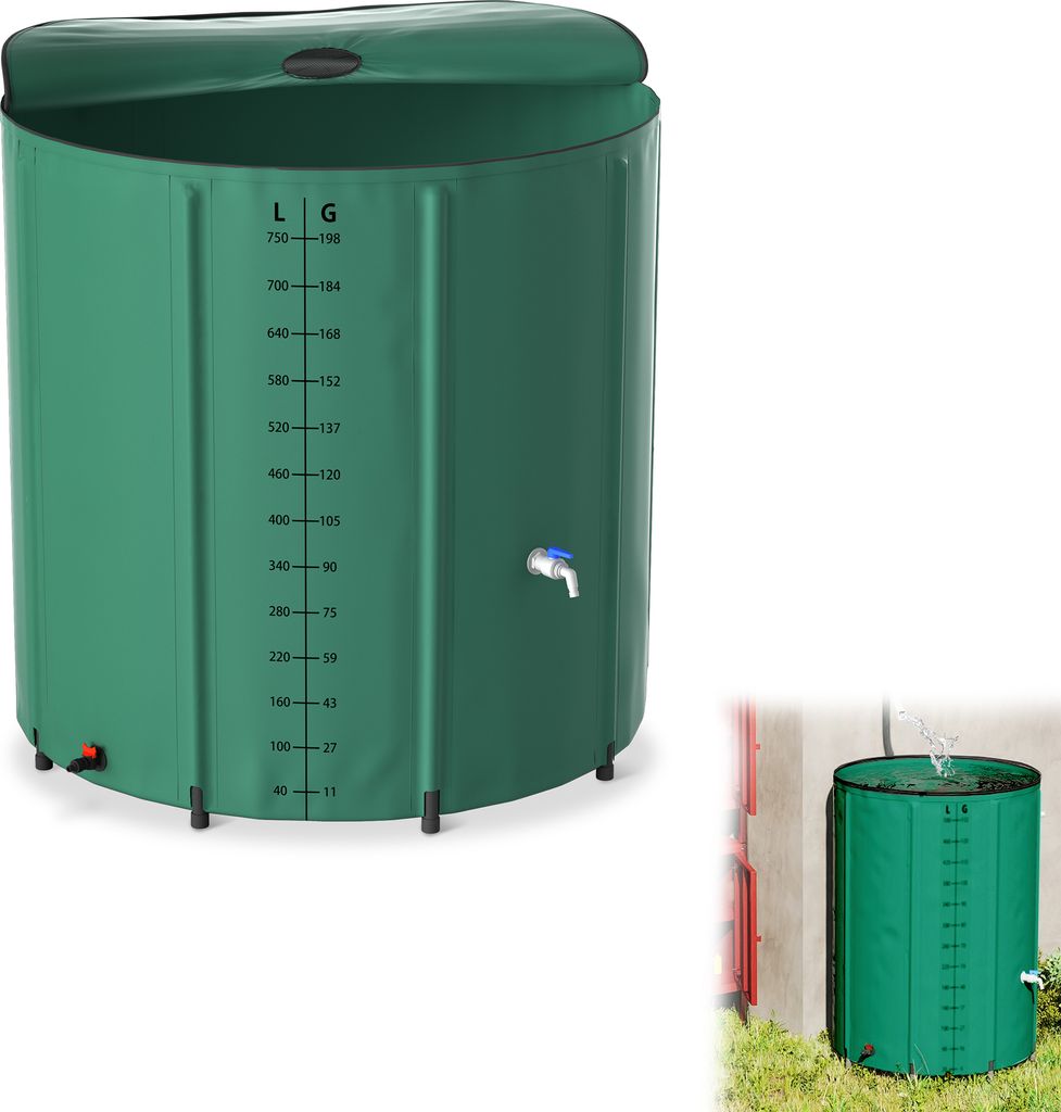 UISEBRT 750 Liter Faltbare Regentonne, Regenwassertonne, Produktbild 