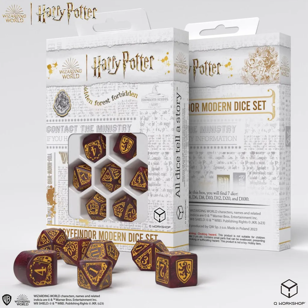 Dés Harry Potter Gryffondor - Set pour JDR Donjons et Dragons et Magie