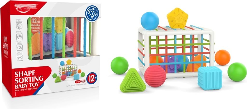 Flexibilný triedič kociek - hračka so zásuvným obdĺžnikom Obrázok produktu 