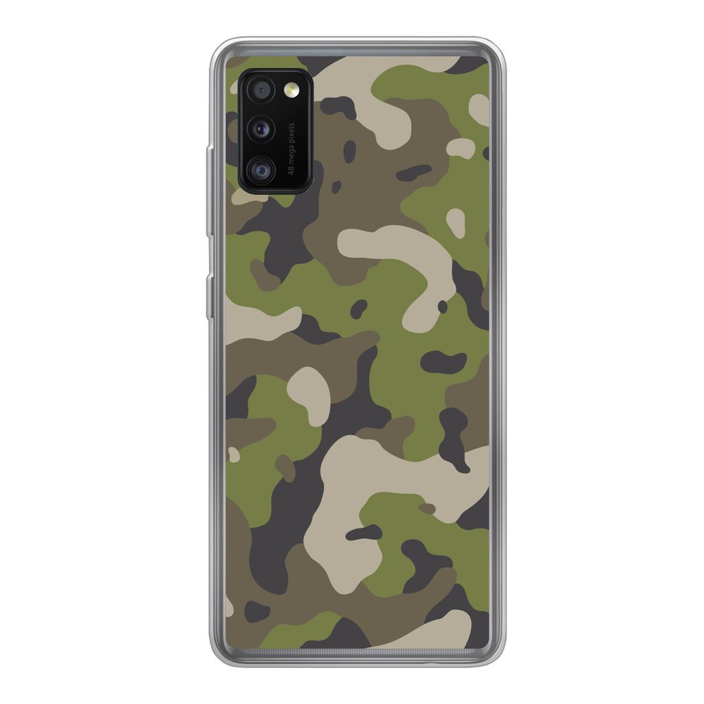 MuchoWow Handyhülle Schutzhülle Hülle für Samsung Galaxy A41 Camouflage-Muster mit militärischen Farben Silikon Softcase Handy Hülle - Mobi...