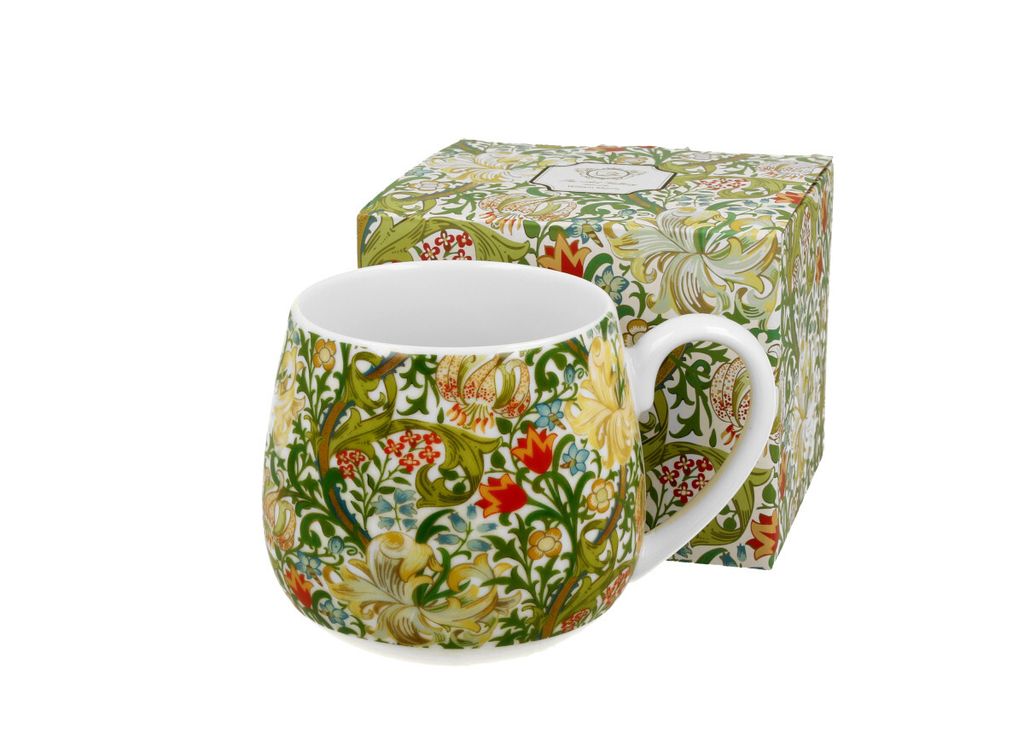 Duo Kaffeebecher Morris Golden Lilly aus Porzellan, Becher, teetasse, Kaffeetasse mit henkel 430 ml