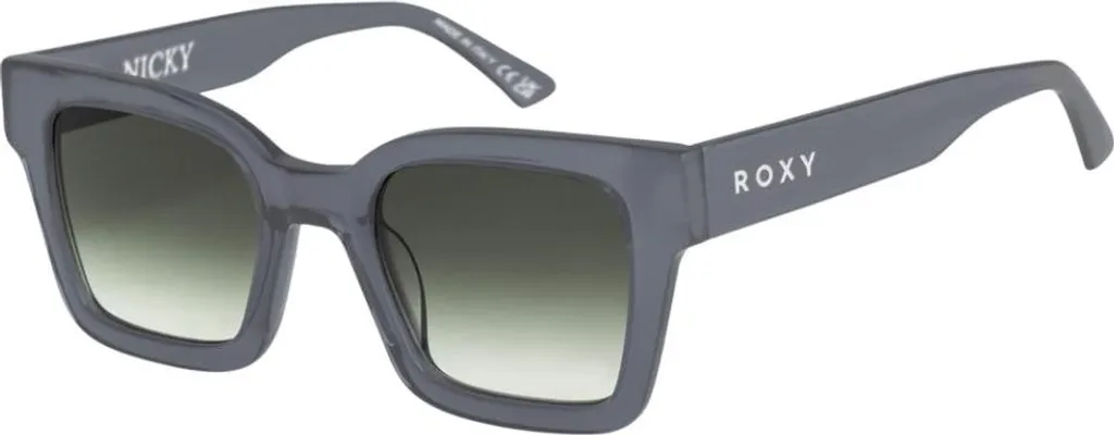 Roxy Nicky Lunettes de Soleil Légères - Gris Cristal avec Verres Verts