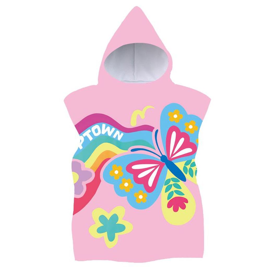 FEBE Badeponcho Kinder Schmetterling Muster Badetuch Mit Produktbild 