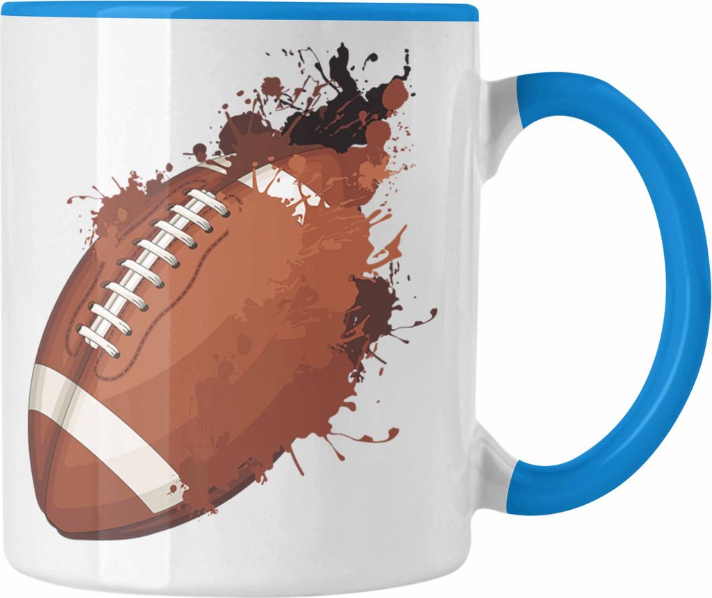 Trendation - American Football Tasse Geschenk Football-Spieler Geschenkidee Grafik (Blau)