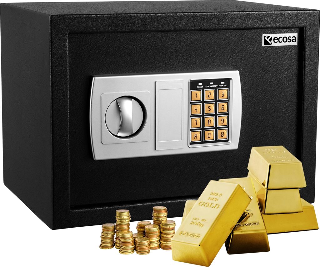 Ecosa Tresor elektronisch Kombinationsschloss Tresor für Zuhause Tresor mit Schlüssel Tresor mit Zahlenschloss Tresor Kinder Hotelsafe Möbeltres...