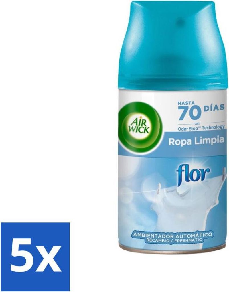 Air Wick - Lufterfrischer Nachfüller - Flower & Fresh - Automatisches Spray - 250 ml - Vorteilspack - 5 Stücke