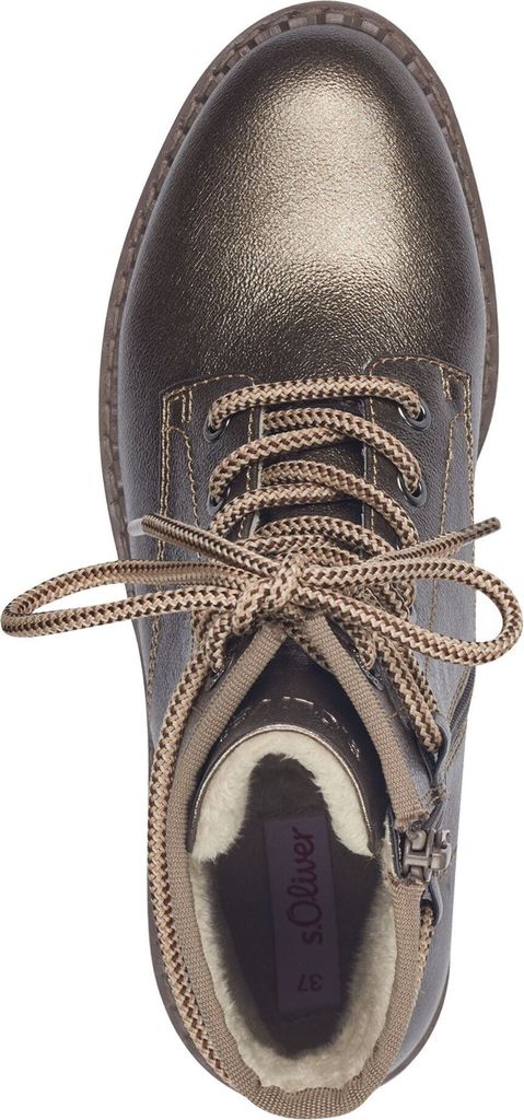 s.Oliver Damen Stiefelette schaftumspielende Schnürung Profilsohle 5-25213-41, Größe:40 EU, Farbe:Gold