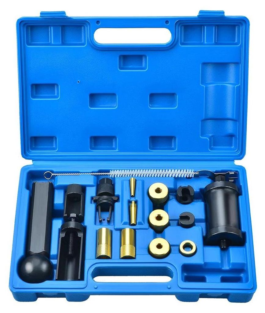 Einspritzdüsen-Auszieher Set - Demontage & Montage - 18 Teile - Für Motoren 1,4–2,0 l, 2,7 V8 - Kfz-Werkstatt - Metall