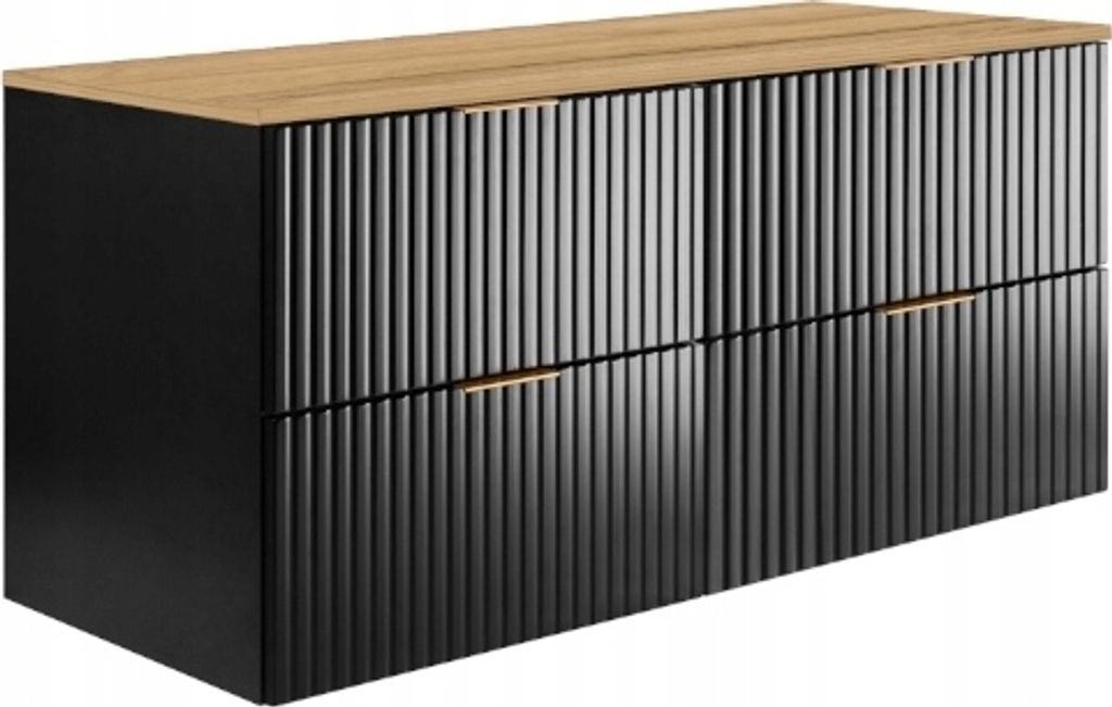 Rodan | Meuble sous-lavabo - 120cm | Noir mat | L/H/P Image du produit 
