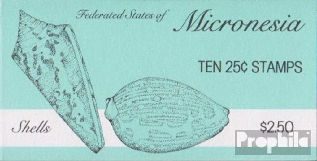Briefmarken Mikronesien 1989 Mi 146D MH (kompl.Ausg.) Markenheftchen postfrisch Meeresschnecken und Muscheln