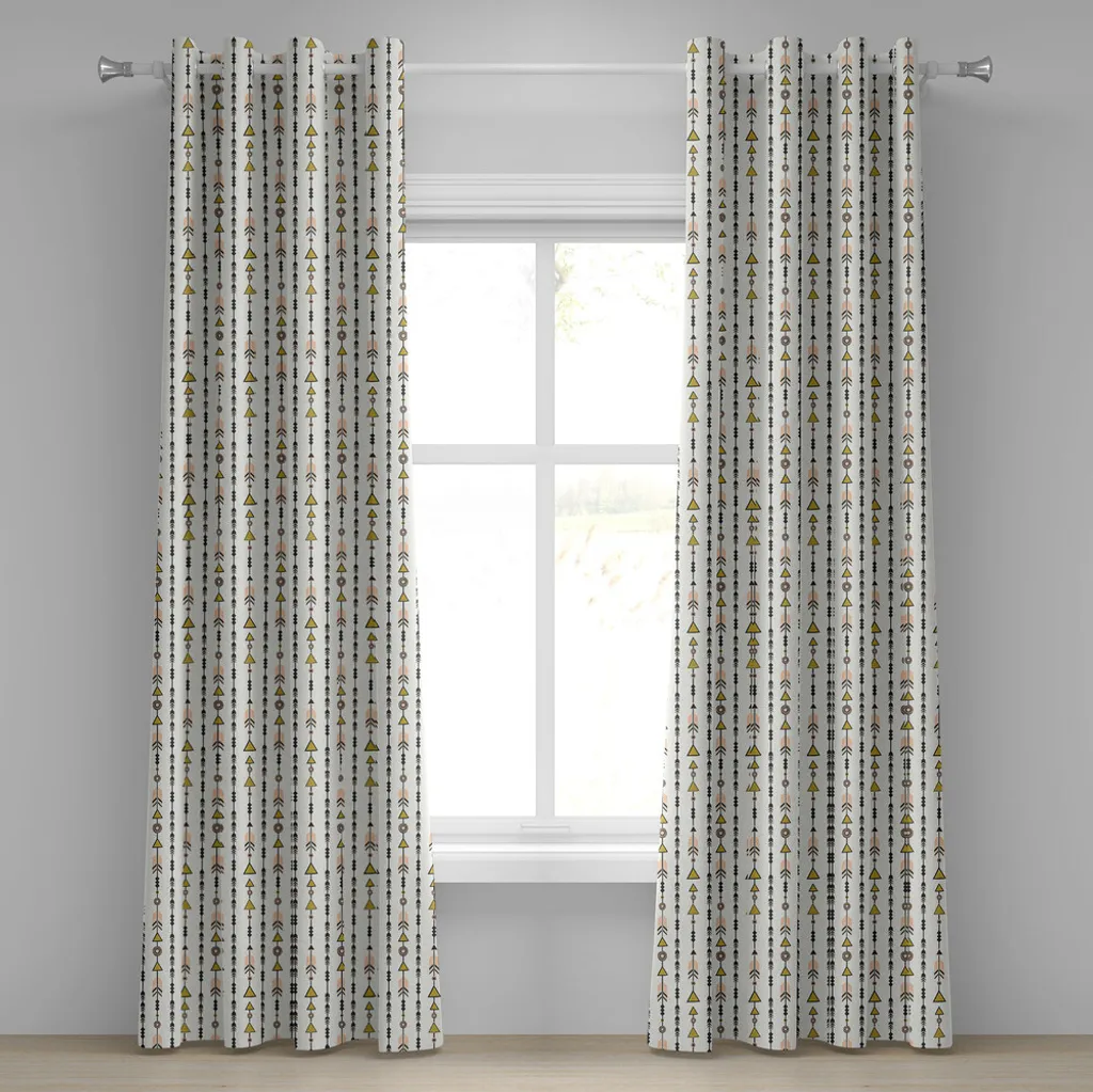 Rideau à œillets fléchés ABAKUHAUS 280x175cm motifs ethniques noir et vert