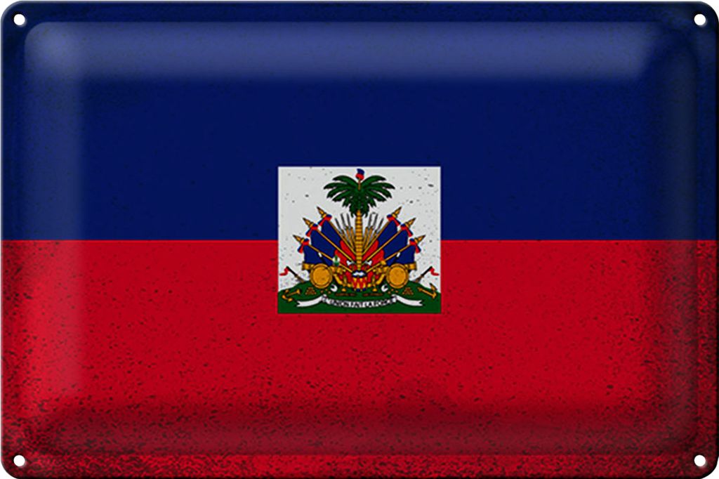 Blechschild Flagge Haiti 40x30cm Flag of Haiti Vintage