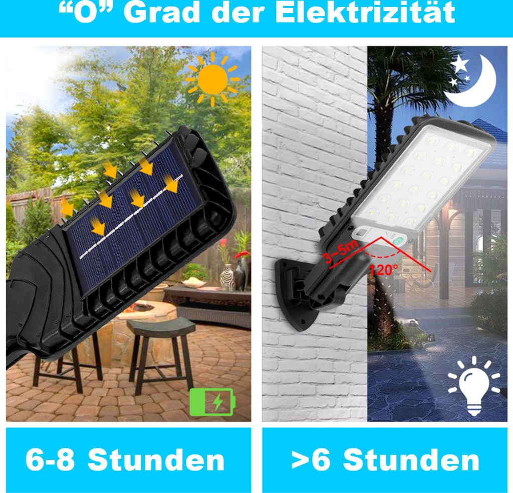 2 Stück Außen LED Solar Lampe Garten Straßenleuchte 3 Produktbild 5