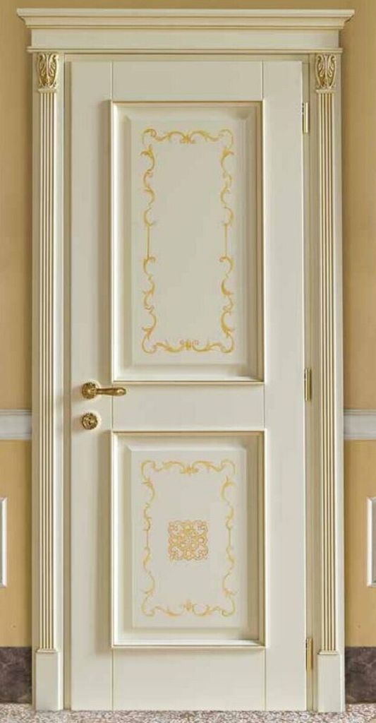 Casa Padrino Luxus Barock Wohnungstür Creme / Gold - Prunkvolle Massivholz Tür mit Rahmen - Luxus Möbel im Barockstil - Hotel Möbel - Barock M...
