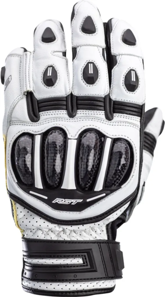 Gants RST TracTech Evo 4 Short en cuir blanc et noir, Taille XS