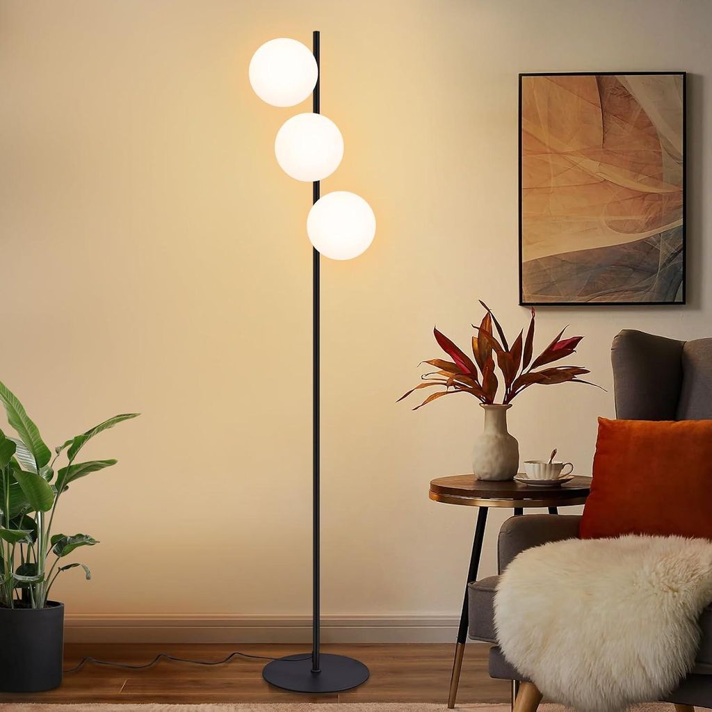 ZMH Lampadaire Noir 3 flammes Moderne Lampe sur pied E27 Image du produit 