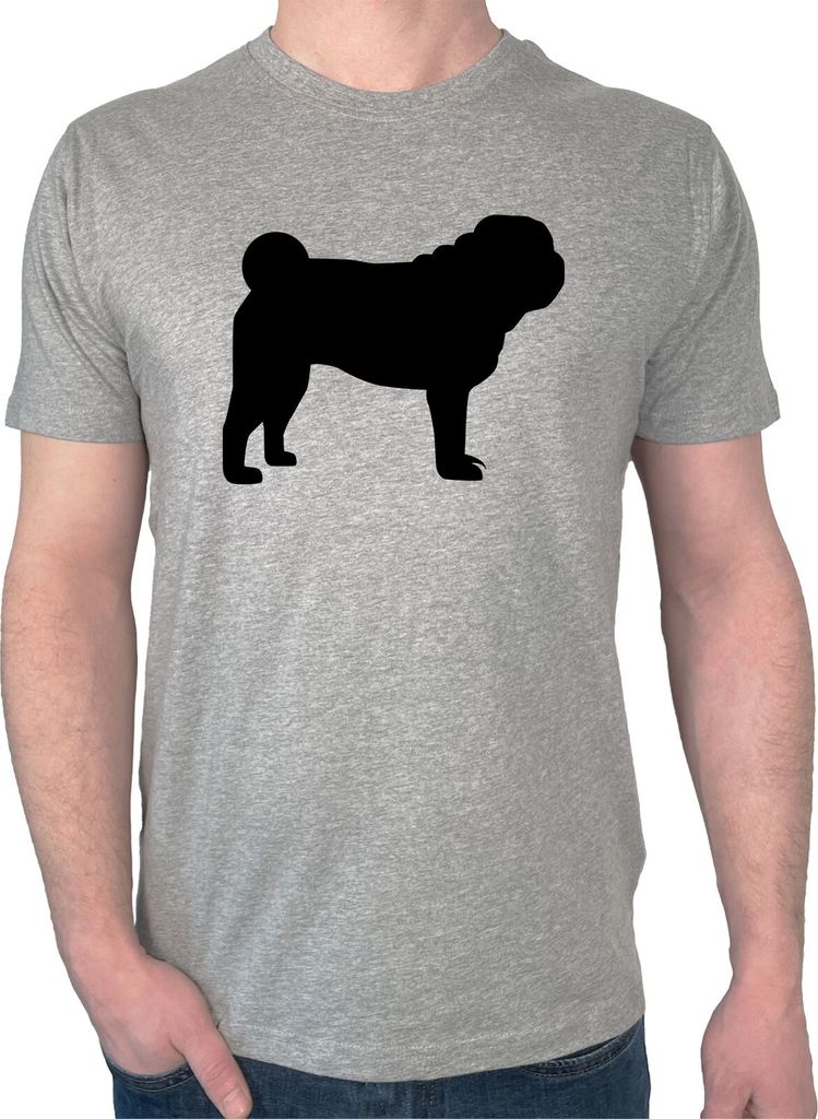 Huuraa Herren T-Shirt Mops Silhouette S Sport Grey Bio Baumwolle Fairtrade Herrenshirt Geschenkidee