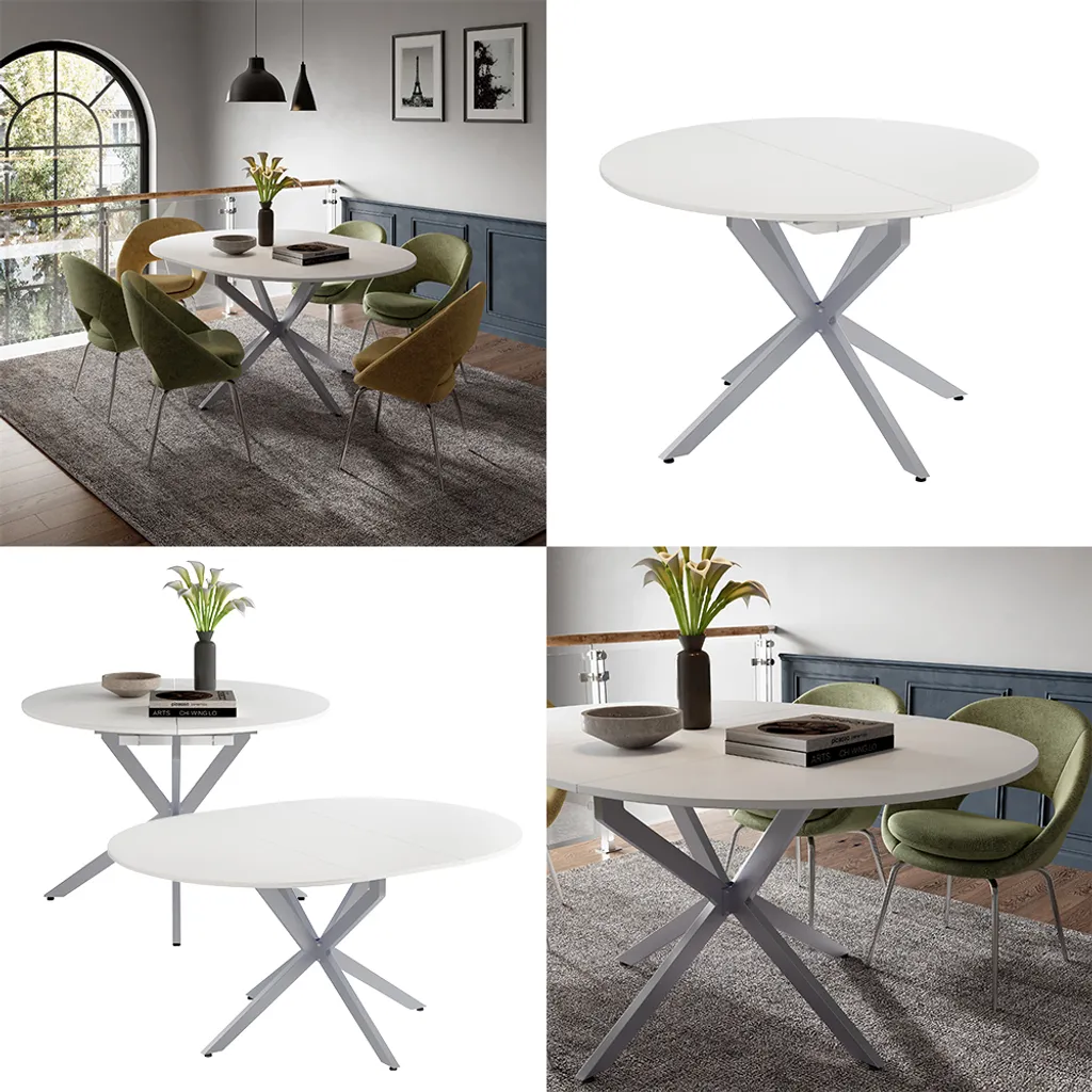 Table Vicco Loyd 120 cm blanc et gris : design moderne et robuste 51778 - 9