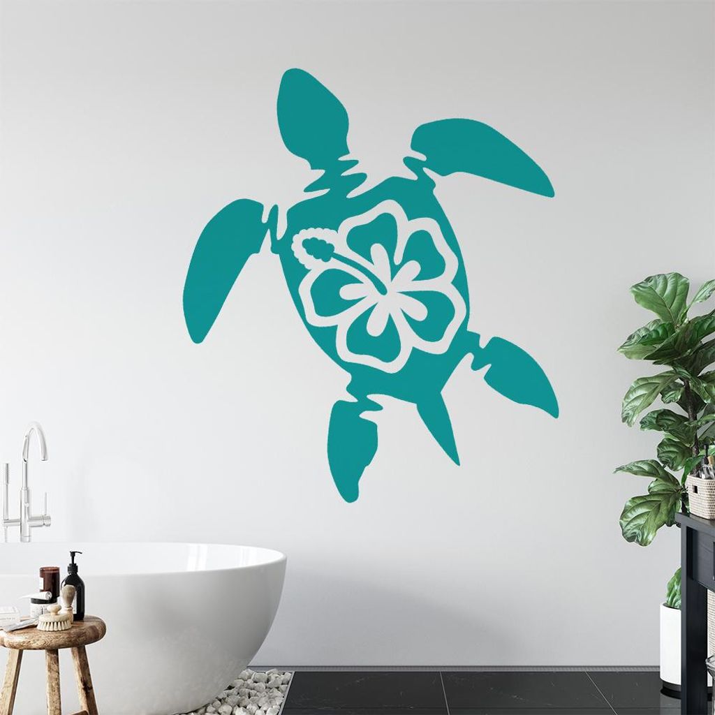 Hawai Schildgröte Wandtattoo in 6 Größen - Wandaufkleber Wall Sticker - Dekoration, Küche, Wohnzimmer, Schlafzimmer, Badezimmer