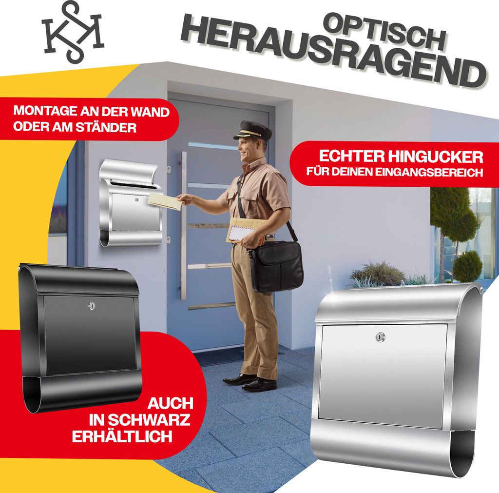 KESSER® XXL Briefkasten Edelstahl mit Zeitungsfach , Produktbild 6
