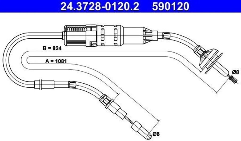 Câble d'embrayage robuste ATE 24.3728-0120.2 gaine haute protection