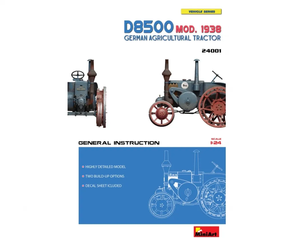Tracteur D8500 MiniArt 1:24 avec Détails de Moteur et Photodécoupe Métal