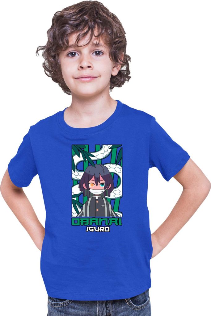 Kinder T-Shirt Japan Anime Manga Demon Anime Slayer Obanai Iguro Hashira, 7-8 Jahr - 128 / Blau
