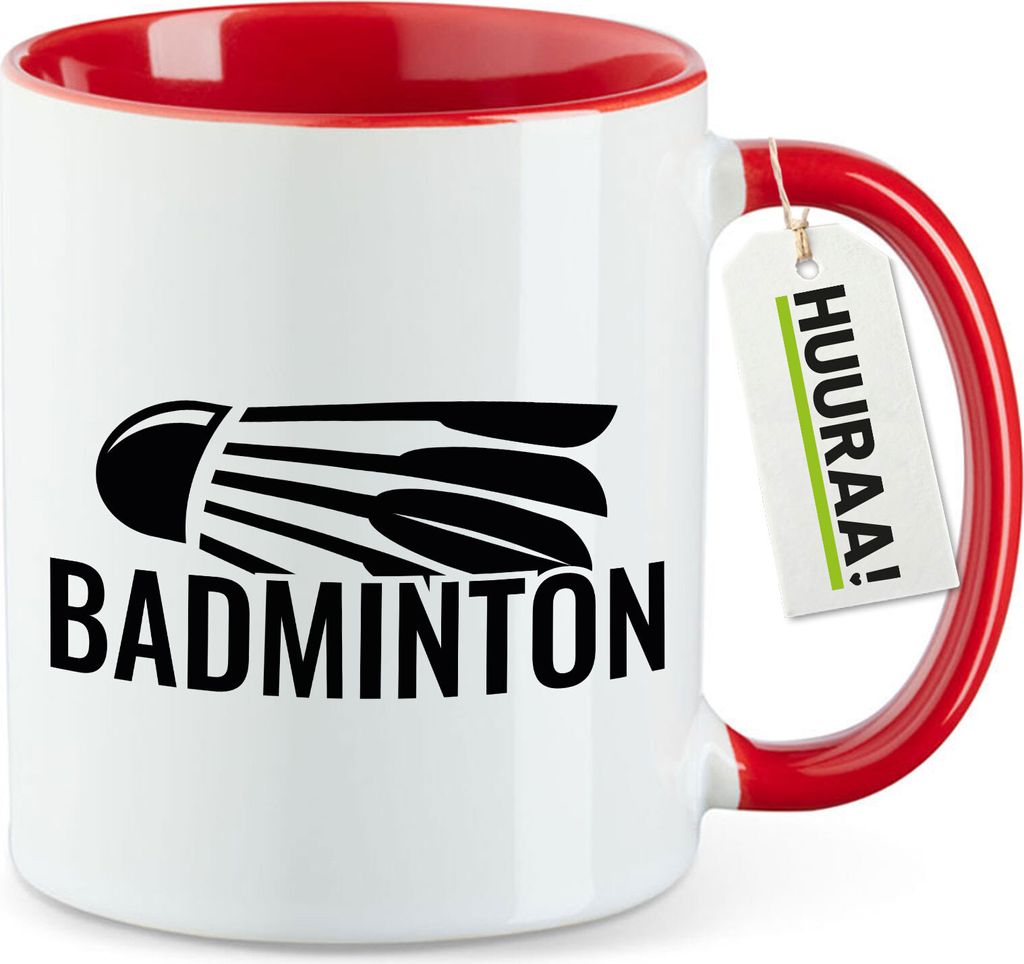 Huuraa Kaffeetasse Badminton Federball 330ml Rot Keramik Kaffeebecher Geschenkidee