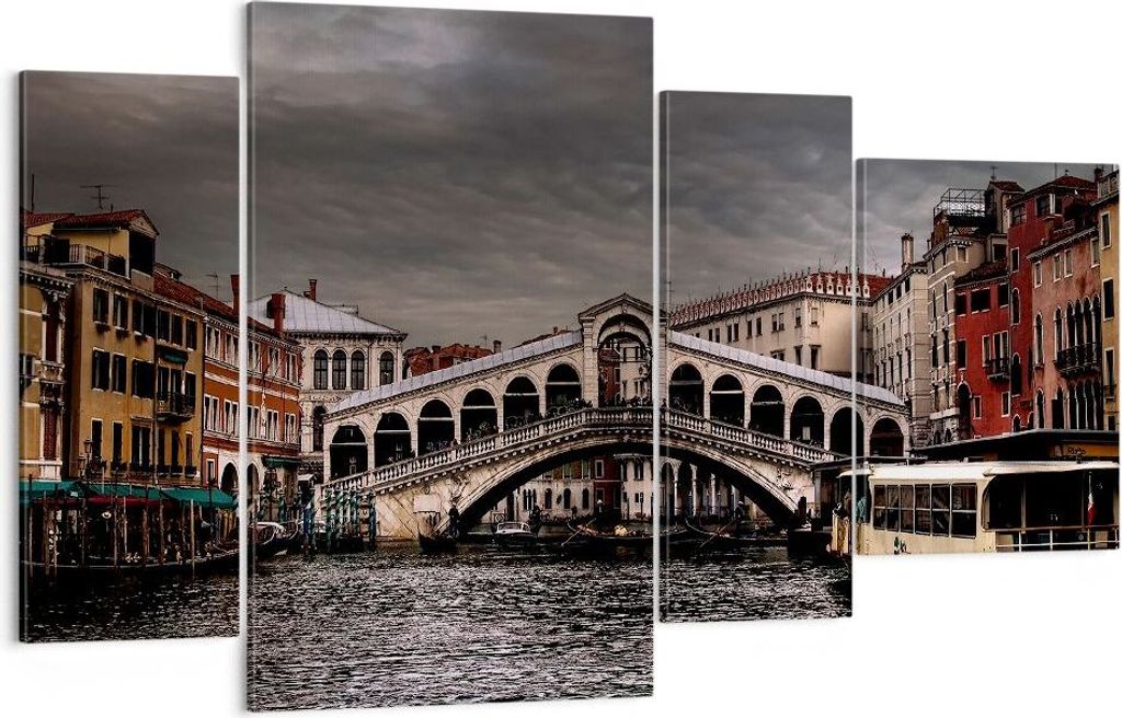 Bild auf Leinwand - Leinwandbild - Venedig Brücke Wasser Stadthäuser - 120x70cm - Wand Bild - Wanddeko - Leinwanddruck - Bilder - Kunstdruck - Le...