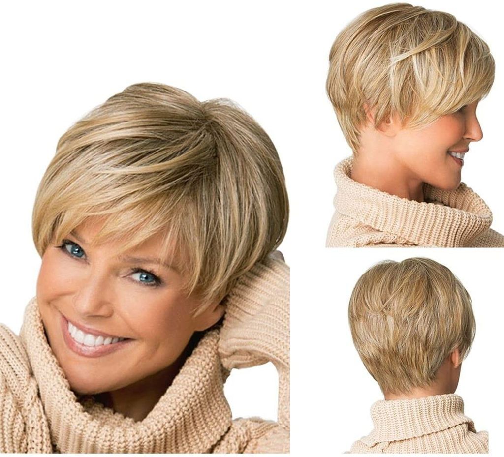 Štýlová dámska parochňa s blond, krátkymi, tepelne Obrázok produktu 