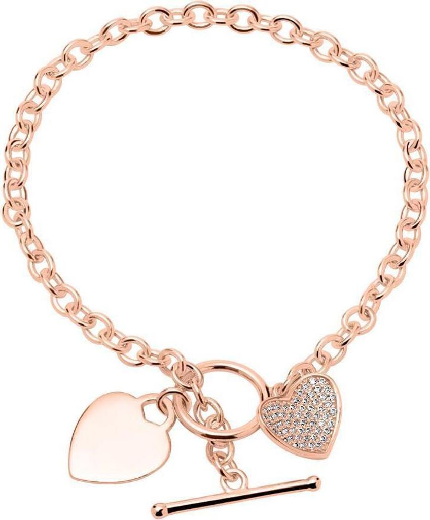 Herzarmband von JEWLIX aus 925er Silber, rosévergoldet mit Zirkonia