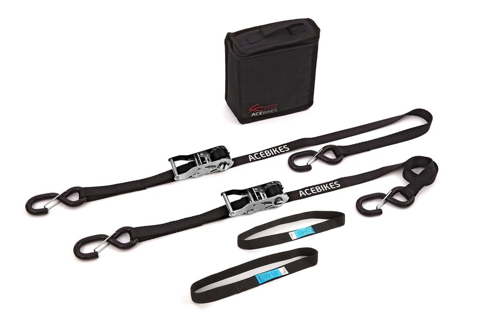 A set of tie-down straps and a storage bag.