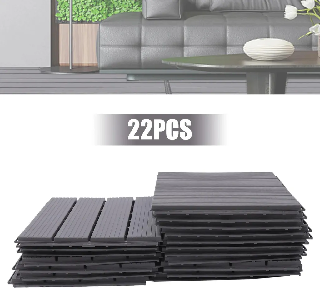 Caillebotis composite clipsable pour balcon et jardin gris clair x22 pièces