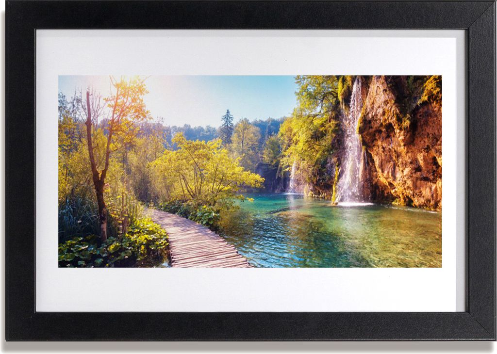 Bild 30x20 MDF-Rahmen Wandkunst See-Landschaft Wasserfall