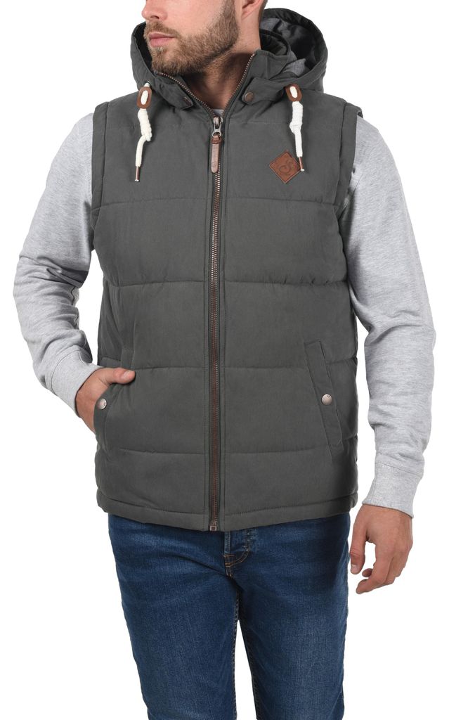 SOLID SDDry Weste Herren Weste Steppweste Outdoor Weste mit Kapuze Stehkragen Eingrifftaschen Baumwollmischung Regular fit