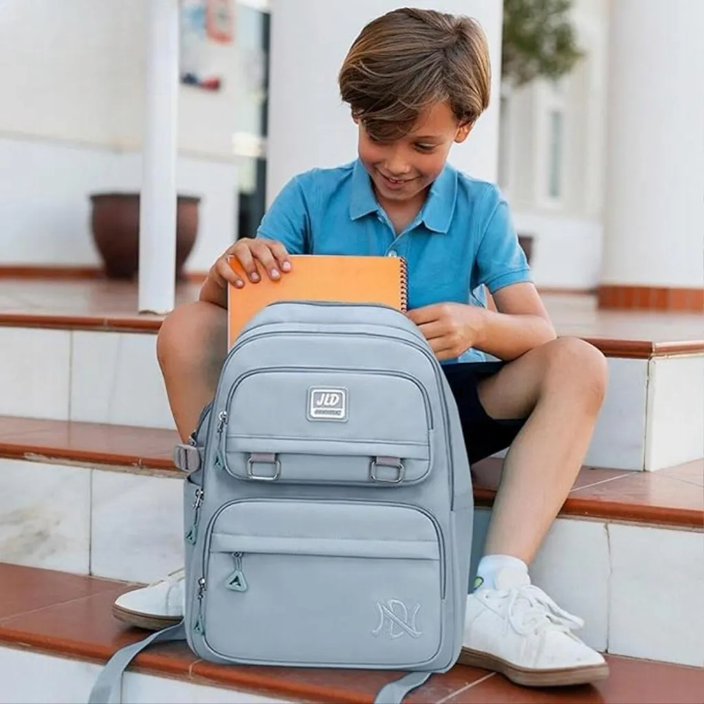 Sac à dos 30L imperméable bleu avec compartiments multifaces jeunesse